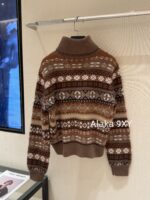 Loropiana "French Romantic Retro Old  Wearing "LP  Fashionable Lazy Heavy Industry Jacquard High Collar Knitted Long Sleeve Cashmere Sweater for Women - Image 23