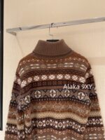 Loropiana "French Romantic Retro Old  Wearing "LP  Fashionable Lazy Heavy Industry Jacquard High Collar Knitted Long Sleeve Cashmere Sweater for Women - Image 24