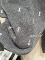 Yves Saint Laurent 2024 Autumn/Winter CollectionY   Round neck heavy industry embroidered letter logo pullover gray wool sweater for women. - Image 20