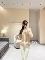 Fendi PremiumBaby Blue Color Match  2024 Early Autumn New Relief Jacquard FF Letter Logo Knitted Cardigan for Women. - Image 17