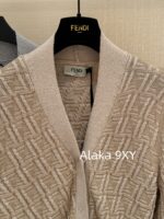 Fendi PremiumBaby Blue Color Match  2024 Early Autumn New Relief Jacquard FF Letter Logo Knitted Cardigan for Women. - Image 21