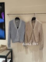 Fendi PremiumBaby Blue Color Match  2024 Early Autumn New Relief Jacquard FF Letter Logo Knitted Cardigan for Women. - Image 22