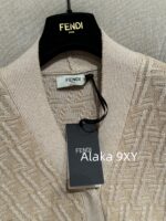 Fendi PremiumBaby Blue Color Match  2024 Early Autumn New Relief Jacquard FF Letter Logo Knitted Cardigan for Women. - Image 25