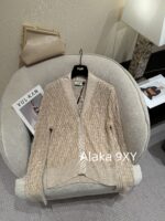 Fendi PremiumBaby Blue Color Match  2024 Early Autumn New Relief Jacquard FF Letter Logo Knitted Cardigan for Women. - Image 26