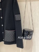 Chanel's new autumn/winter collection  Showpiece leather pocket round neck rhinestone button wool knitted cardigan jacket for women. The design is super beautiful, slimming and exuding elegance - Image 5