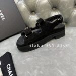 Chanel's own collection.  2024SS Summer New Collection  Thick Bottom Height Increasing Velcro Sandals for Women. - Image 7