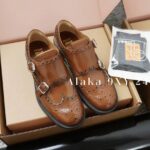 miumiu  British retro style  handcrafted classic and timeless Brock carved imported Oxford leather sneakers.