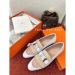 HERMES  H buckle with bangs  The 2024 summer new series handmade car line genuine leather imported goat skin metal loafers are here. - Image 9