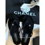 Chanel   24s Spring/Summer Fashion Collection  A Must Do for Lazy People   Heavy Industry imports silk velvet fabric with rhinestone logo for women's flip flops. - Image 4