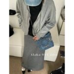 Chanel   24p Pack King is ComingHeavy Industry Imported Original Chang Enzyme Washed Cowboy Danning Ling Grid Mini Bag - Image 4