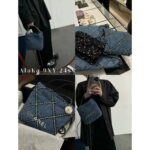 Chanel   24p Pack King is ComingHeavy Industry Imported Original Chang Enzyme Washed Cowboy Danning Ling Grid Mini Bag - Image 13