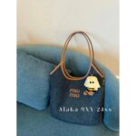 miumiu  Self retention Zhang Yuanying's 2024 SS fashion show collection ivy tote tote shopping bag is hereJapan limited edition canvas denim fabric - Image 4