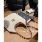 miumiu  Self retention Zhang Yuanying's 2024 SS fashion show collection ivy tote tote shopping bag is hereJapan limited edition canvas denim fabric - Image 5