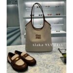 miumiu  Self retention Zhang Yuanying's 2024 SS fashion show collection ivy tote tote shopping bag is hereJapan limited edition canvas denim fabric - Image 7