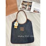 miumiu  Self retention Zhang Yuanying's 2024 SS fashion show collection ivy tote tote shopping bag is hereJapan limited edition canvas denim fabric - Image 11