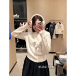 CHANEL dust bag packagingnew self kept model  2024N Coco neige Ski Series/Jacquard Letter Logo White Hairball Hoodie Heavy duty Hook Flower Cashmere/Silk Material Hoodie Sweater