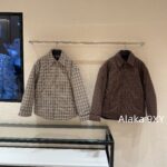 Well11done Quan Zhilong GD Same Style   2024 autumn and winter new niche trendy brand we11 classic plaid lapel embroidered letter logo cotton jacket for women