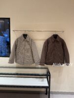 Well11done Quan Zhilong GD Same Style   2024 autumn and winter new niche trendy brand we11 classic plaid lapel embroidered letter logo cotton jacket for women