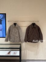 Well11done Quan Zhilong GD Same Style   2024 autumn and winter new niche trendy brand we11 classic plaid lapel embroidered letter logo cotton jacket for women - Image 13