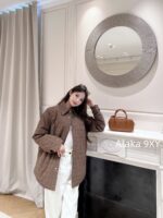 Well11done Quan Zhilong GD Same Style   2024 autumn and winter new niche trendy brand we11 classic plaid lapel embroidered letter logo cotton jacket for women - Image 19