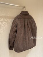 Well11done Quan Zhilong GD Same Style   2024 autumn and winter new niche trendy brand we11 classic plaid lapel embroidered letter logo cotton jacket for women - Image 31