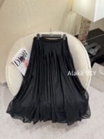 DIOR2025 Early Spring New Product Series  Elegant temperament D high qualityVersatile high waist long floral bud mesh black skirt - Image 11
