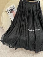DIOR2025 Early Spring New Product Series  Elegant temperament D high qualityVersatile high waist long floral bud mesh black skirt - Image 14