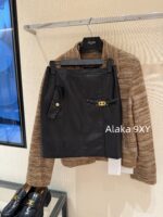 CELINE   2024 new design environmentally friendly PU leather micro glossy exquisite metal chain Aline short skirt autumn and winter new slim fit hip hugging sexy half skirt - Image 14