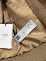 CELINE   2024 autumn and winter new milk coffee color gold button letter logo lamb fur/cashmere lapel warm jacketCustomized gold mold button lining exquisite matching - Image 9