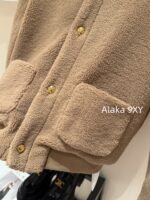 CELINE   2024 autumn and winter new milk coffee color gold button letter logo lamb fur/cashmere lapel warm jacketCustomized gold mold button lining exquisite matching - Image 12