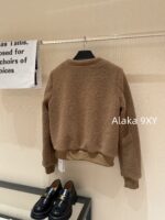 CELINE   2024 autumn and winter new milk coffee color gold button letter logo lamb fur/cashmere lapel warm jacketCustomized gold mold button lining exquisite matching - Image 13