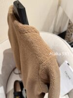 CELINE   2024 autumn and winter new milk coffee color gold button letter logo lamb fur/cashmere lapel warm jacketCustomized gold mold button lining exquisite matching - Image 16