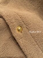 CELINE   2024 autumn and winter new milk coffee color gold button letter logo lamb fur/cashmere lapel warm jacketCustomized gold mold button lining exquisite matching - Image 18