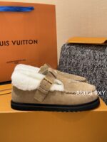 LOUIS VUITTON  2024 Winter New Collection Super ComfortableImported Lamb Wool Material with Letter Logo, Mary Jane Tshaped Fury Shoes/Boken Shoes - Image 29