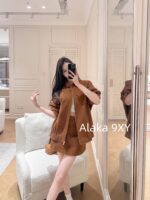 MIUMIU   2024 Autumn/Winter New CollectionAmerican Spicy Girl Retro Dressing with Ginger Yellow Woolen Jacket Jacket for Women - Image 6