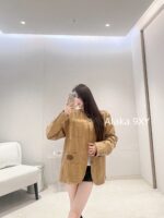 LOUIS VUITTON High Quality 24ss Autumn/Winter New Collection Classic Dark Pattern Khaki  Checkered jacquard turquoise button collarless jacket for men and women, casual jacket trend - Image 16