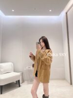 LOUIS VUITTON High Quality 24ss Autumn/Winter New Collection Classic Dark Pattern Khaki  Checkered jacquard turquoise button collarless jacket for men and women, casual jacket trend - Image 18