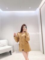 LOUIS VUITTON High Quality 24ss Autumn/Winter New Collection Classic Dark Pattern Khaki  Checkered jacquard turquoise button collarless jacket for men and women, casual jacket trend - Image 19