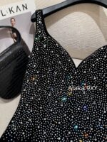 Yves Saint Laurent "Annual Meeting C Dressing" Y  2024 Autumn/Winter New Collection  Socialite banquet, highend heavy worker, full of hot pressed diamond suspenders, long dress, velvet inlaid with diamonds, hip hugging dress - Image 3