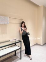 Yves Saint Laurent "Annual Meeting C Dressing" Y  2024 Autumn/Winter New Collection  Socialite banquet, highend heavy worker, full of hot pressed diamond suspenders, long dress, velvet inlaid with diamonds, hip hugging dress - Image 11