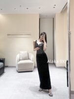 Yves Saint Laurent "Annual Meeting C Dressing" Y  2024 Autumn/Winter New Collection  Socialite banquet, highend heavy worker, full of hot pressed diamond suspenders, long dress, velvet inlaid with diamonds, hip hugging dress - Image 20