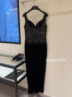 Yves Saint Laurent "Annual Meeting C Dressing" Y  2024 Autumn/Winter New Collection  Socialite banquet, highend heavy worker, full of hot pressed diamond suspenders, long dress, velvet inlaid with diamonds, hip hugging dress - Image 23