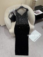 Yves Saint Laurent "Annual Meeting C Dressing" Y  2024 Autumn/Winter New Collection  Socialite banquet, highend heavy worker, full of hot pressed diamond suspenders, long dress, velvet inlaid with diamonds, hip hugging dress - Image 25
