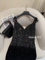 Yves Saint Laurent "Annual Meeting C Dressing" Y  2024 Autumn/Winter New Collection  Socialite banquet, highend heavy worker, full of hot pressed diamond suspenders, long dress, velvet inlaid with diamonds, hip hugging dress - Image 27