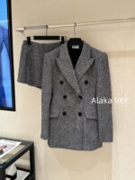 Yves Saint Laurent's sense of luxury  Heavy Industry herringbone pattern imported woolen coat for women 2024 autumn new Korean version slimming and thickening suit collar woolen coat
