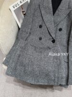 Yves Saint Laurent's sense of luxury  Heavy Industry herringbone pattern imported woolen coat for women 2024 autumn new Korean version slimming and thickening suit collar woolen coat - Image 3