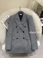 Yves Saint Laurent's sense of luxury  Heavy Industry herringbone pattern imported woolen coat for women 2024 autumn new Korean version slimming and thickening suit collar woolen coat - Image 5