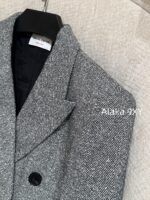 Yves Saint Laurent's sense of luxury  Heavy Industry herringbone pattern imported woolen coat for women 2024 autumn new Korean version slimming and thickening suit collar woolen coat - Image 6