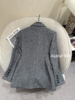 Yves Saint Laurent's sense of luxury  Heavy Industry herringbone pattern imported woolen coat for women 2024 autumn new Korean version slimming and thickening suit collar woolen coat - Image 9