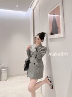 Yves Saint Laurent's sense of luxury  Heavy Industry herringbone pattern imported woolen coat for women 2024 autumn new Korean version slimming and thickening suit collar woolen coat - Image 21